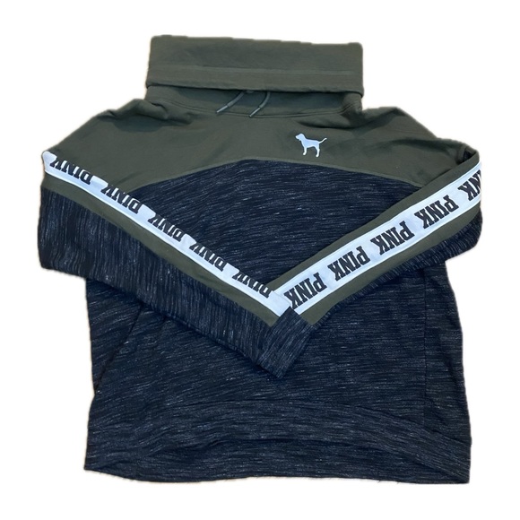 Victoria's Secret PINK VS Marl Black Olive Green Cowl Pullover - Large - Picture 4 of 6